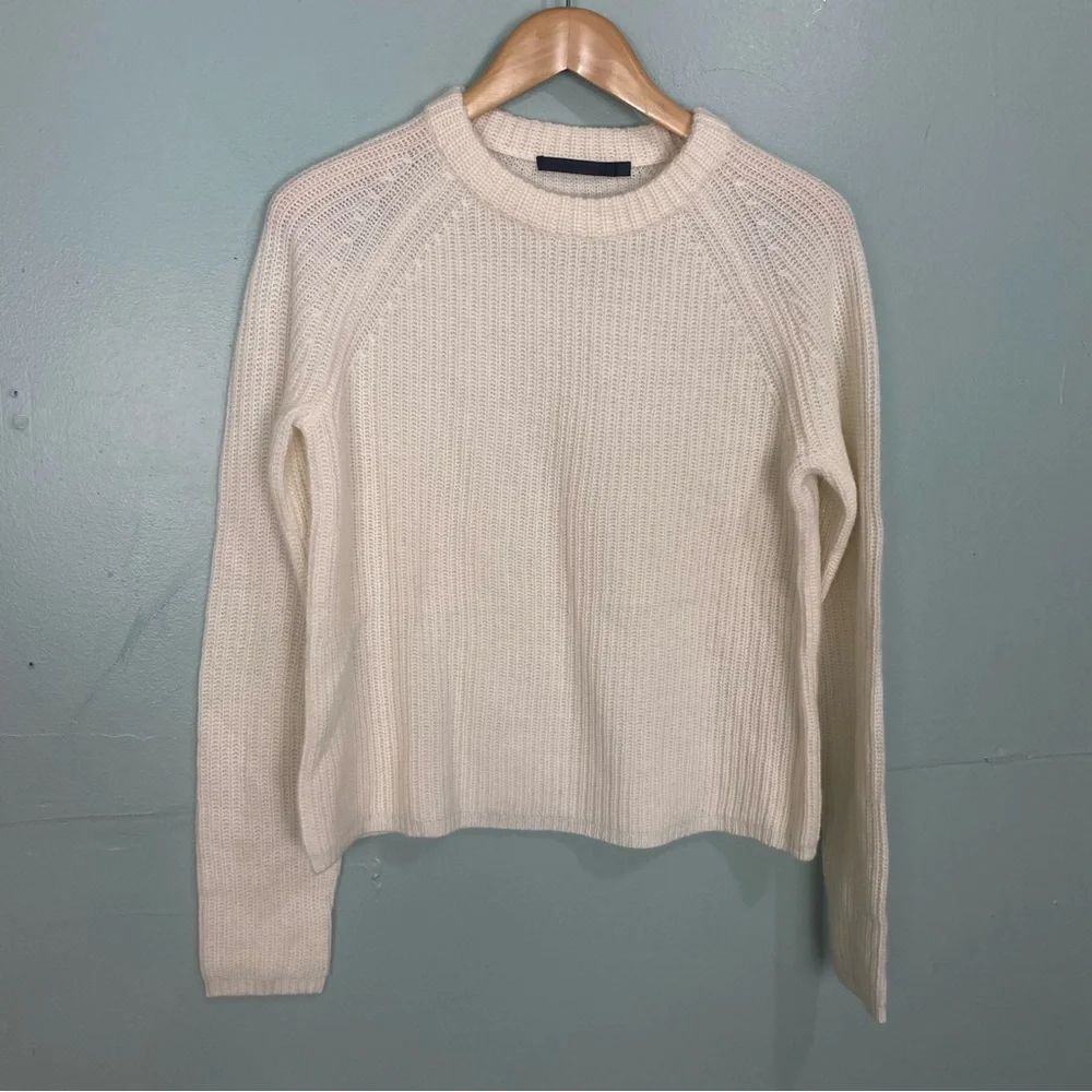 Jenni Kayne Cashmere Fisherman Sweater Cream Ivory Sz Small Knit Jumper Crewneck